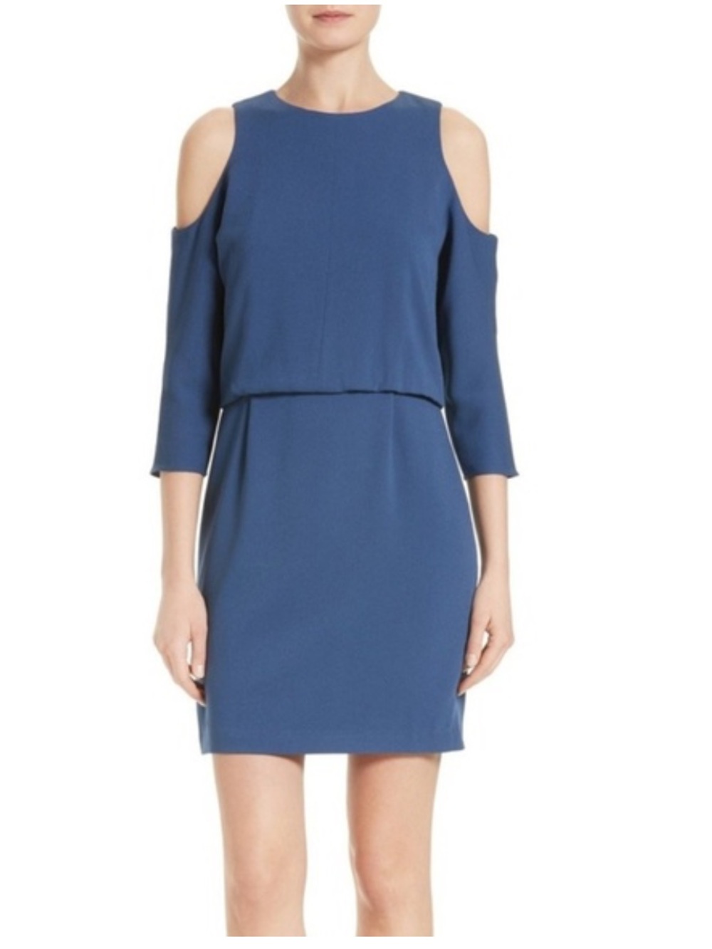NWT Tibi Cold Shoulder Long Sleeve Midi Dress Blue Size 10